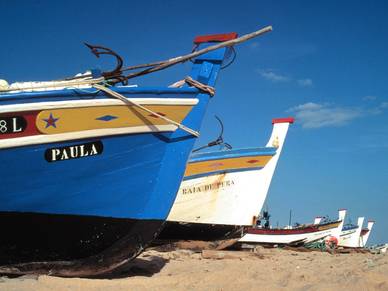 Boote am Strand, Portugiesisch Sprachreisen für Erwachsene Portugal