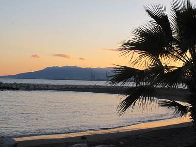 Sonnenuntergang über der Bucht, Spanisch Sprachschule Málaga
